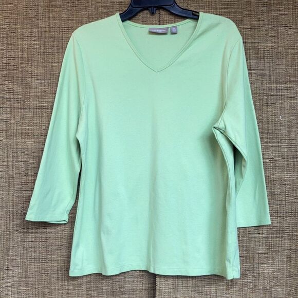 Croft and Barrow cotton long sleeve tee shirt color spring green - Picture 1 of 4